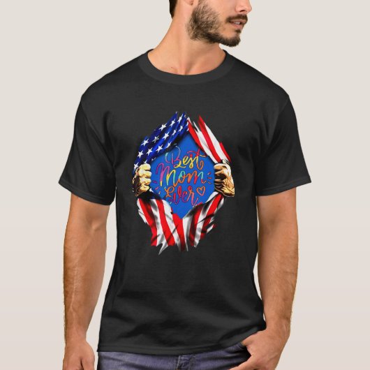 Beste moeder ooit Amerikaanse vlag Happy Mothers D T-shirt (Voorkant)