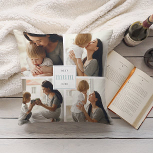 Beste moeder ooit Aqua & Wit Kinder fotocollage Kussen