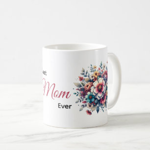 Beste moeder ooit bloeiende waterverf koffiemok