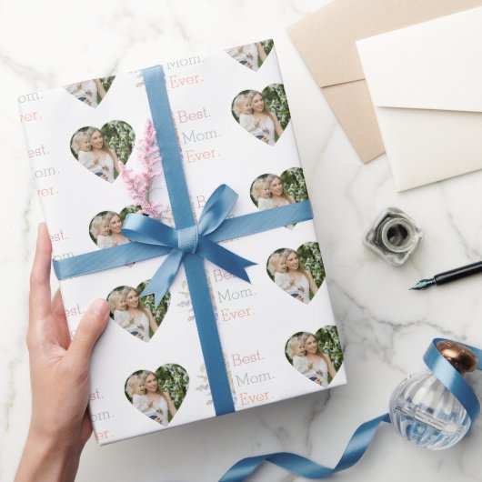 Beste moeder ooit bloemenhart fotocollage cadeaupapier (Geschenken)