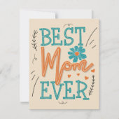 Beste moeder ooit bloementypografie Moederdag Kaart (Voorkant)