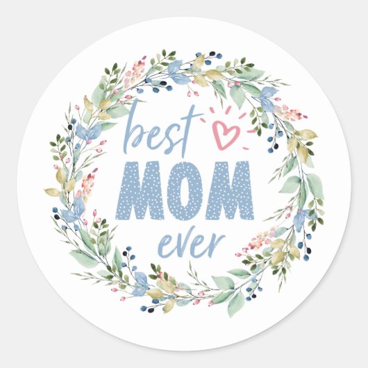 Beste Moeder ooit Botanische krans Moederdag Ronde Sticker (Voorkant)