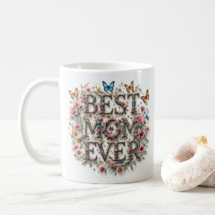 Beste moeder ooit citeren vlinders mooie bloemen koffiemok