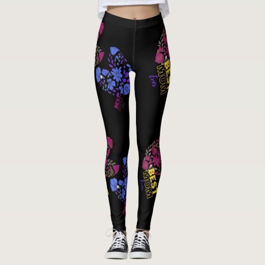 beste moeder ooit dubbelliefde zwart leggings (Voorkant)