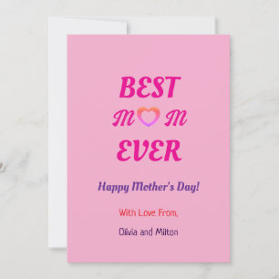 Beste Moeder Ooit Eenvoudig Roze Hart Moederdag  Feestdagenkaart