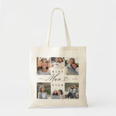 Beste moeder ooit Elegant Script Hart Fotocollage Tote Bag (Voorkant)