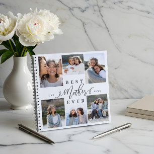 Beste moeder ooit Elegant Script Photo Collage Notitieboek