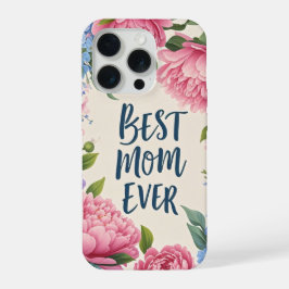 Beste moeder ooit | Elegante pioen bloem Moederdag iPhone 15 Pro Hoesje