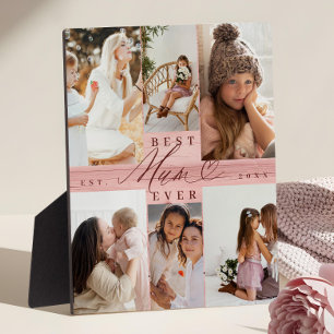 Beste moeder ooit familie foto collage roze houtne fotoplaat