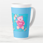 Beste Moeder Ooit Florida Roze Teddybeer Bloemblau Latte Mok (Rechterhoek)