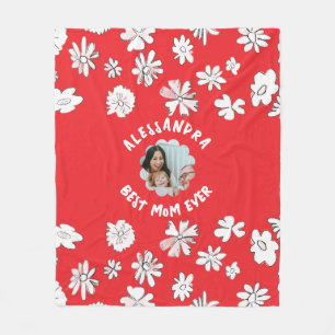 Beste moeder ooit foto bloemenmonogram schattig ro fleece deken