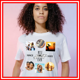 Beste Moeder Ooit Foto Collage Elegante Script Har T-shirt