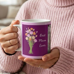 Beste moeder ooit foto & moderne bloemen Moederdag Koffiemok