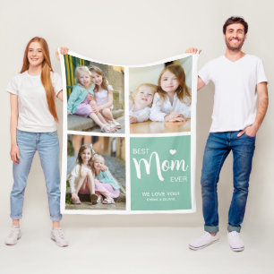 Beste moeder ooit Fotocollage Blauwgroen Fleece Deken