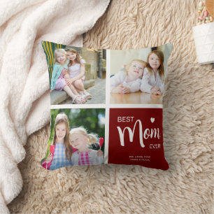 Beste moeder ooit Fotocollage Deep Red Kussen