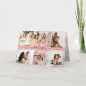 Beste Moeder Ooit Fotocollage Roze Houtkorrel Kaart (Voorkant)