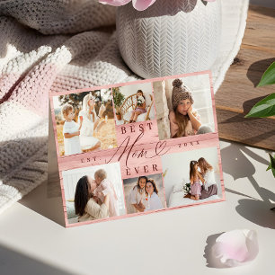 Beste moeder ooit Fotocollage Roze Houtkorrel Kaart