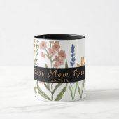 Beste moeder ooit - gepersonaliseerde naam floral mok (Midden)