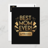 Beste Moeder Ooit, Goedgekeurd - Gouden Tekst Ontw Briefkaart (Voorkant / Achterkant)