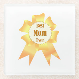 Beste moeder ooit Golden winner award lint Glazen Onderzetter
