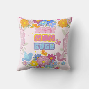 Beste Moeder Ooit Groovy Pastel Bloemachtig Moeder Kussen
