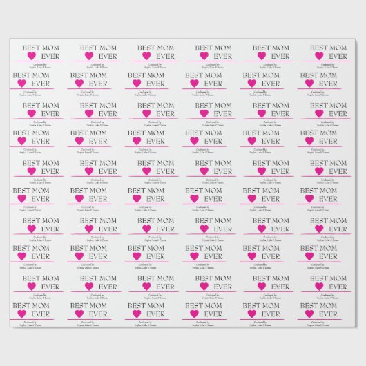 Beste moeder ooit hart | Aangepaste achternaam - Cadeaupapier (Vlak)