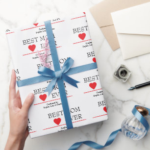 Beste moeder ooit hart   Aangepaste achternaam - Cadeaupapier