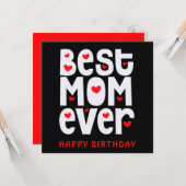 Beste moeder ooit hart gelukkige verjaardag zwart  kaart (Voorkant / Achterkant in situ)
