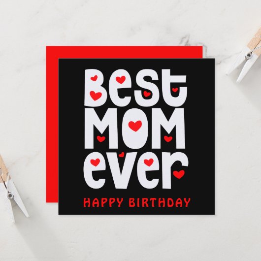 Beste moeder ooit hart gelukkige verjaardag zwart  kaart (Voorkant / Achterkant in situ)