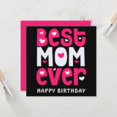 Beste moeder ooit hart verjaardag zwart roze wit kaart (Voorkant / Achterkant in situ)