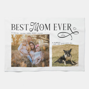 Beste Moeder Ooit Hond Familie Foto's Hart Moederd Theedoek