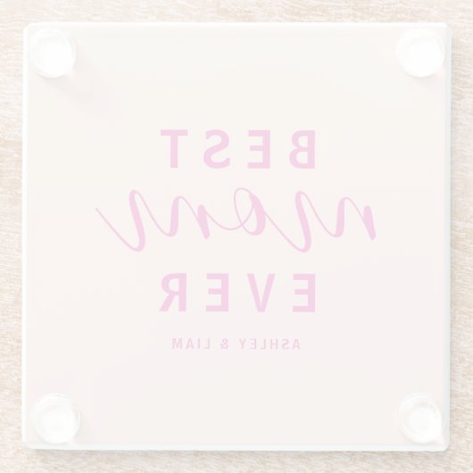 Beste moeder ooit Hot Pink Script Moederdag Glazen Onderzetter (Achterkant)