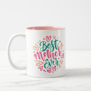 Beste moeder ooit in groen en roze tweekleurige koffiemok