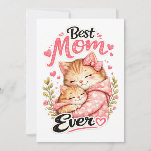 Beste Moeder Ooit Kat Design Cute Moederkat en Kit Kaart