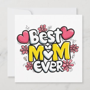 Beste moeder ooit - Kawaii Doodle Style met harten Kaart