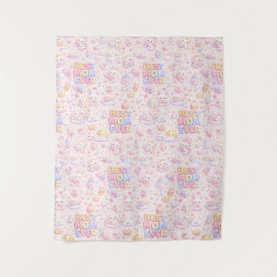 Beste Moeder Ooit Kawaii Pastel Patroon Wandkleed
