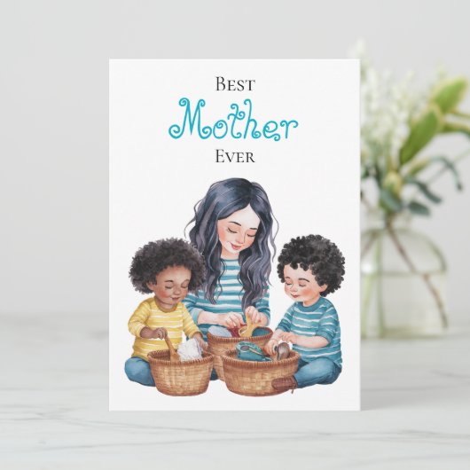 Beste moeder ooit kind en moeder binding moment on kaart (Staand voorkant)
