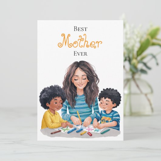 Beste moeder ooit kind en moeder schilderen ontwer kaart (Staand voorkant)