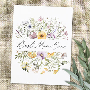 Beste Moeder Ooit Kleurrijke Wilde Bloem Moederdag Briefkaart