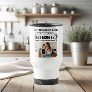 Beste moeder ooit krant aangepaste naam en foto reisbeker