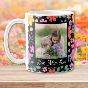 Beste Moeder ooit Levendige Bloemen Fotocollage Koffiemok