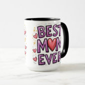 Beste moeder ooit met harten en vonken mok (Voorkant rechts)