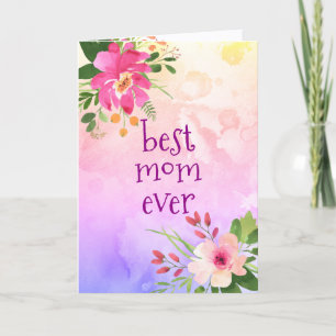 Beste Moeder Ooit Modern Roze Paarse Waterverf Blo Kaart