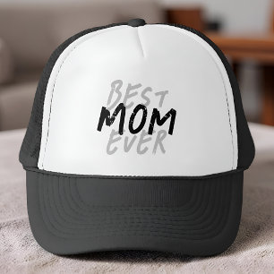 Beste moeder ooit moderne zwarte en grijze grunge trucker pet