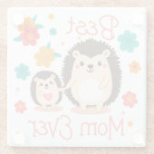 Beste moeder ooit moeder en Baby egel Glazen Onderzetter (Achterkant)