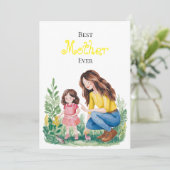 Beste moeder ooit moeder en kind bonding moment on kaart (Staand voorkant)