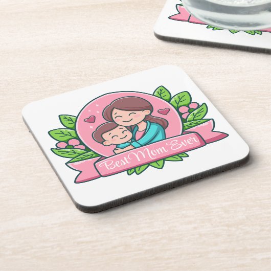 Beste moeder ooit, moeder en kind, Custom Bier Onderzetter (Linkerzijde)