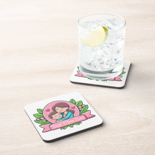 Beste moeder ooit, moeder en kind, Custom Bier Onderzetter (Rechterzijde)