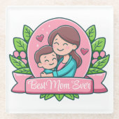 Beste moeder ooit, moeder en kind, Custom Glazen Onderzetter (Voorkant)