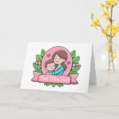 Beste moeder ooit, moeder en kind, Custom Kaart (Gele Bloem)